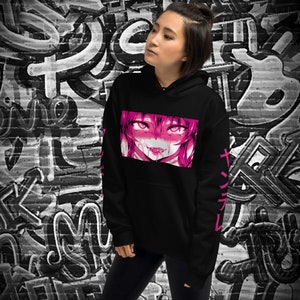 YANDERE Hoodie | Ecchi Anime Waifu Doujin Manga Eroge Weeb | Harajuku Pastel Aesthetic Streetwear | Women&#39;s Men&#39;s Pullover Hooded Sweatshirt