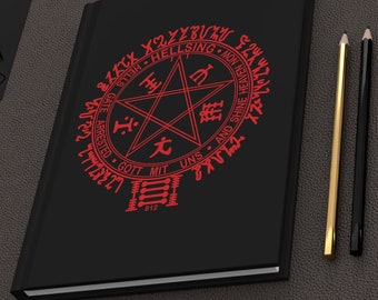 PENTAGRAM Hardcover School Notebook | Goth Aesthetic Journal | Hardcover Diary | Matte finish | 150pages / 75sheets | Cosplay Accessory 666