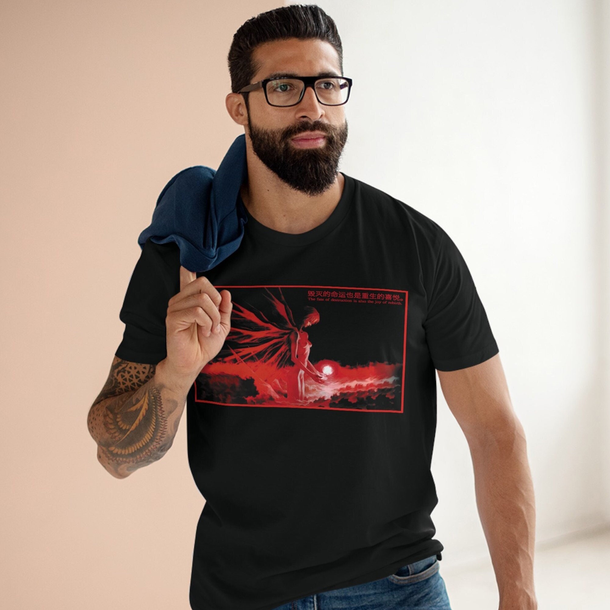 The Fate of Destruction is also the Joy of Rebirth Tshirt || Angelcore Goth Aesthetic || Women's Men's Short-Sleeve PreShrunk || 100% cotton