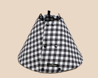 Premium Black Gingham Check Healing Cone l  Dog Cone Alternative
