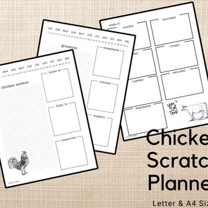 CHICKEN SCRATCH PLANNER + farmhouse planner + grocery planner + menu plan + weekly planner + daily planner + simple digital planner