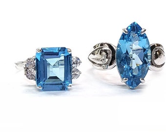 Blue Topaz Rings in Sterling Silver, Genuine Blue Topaz Gemstones