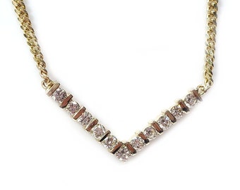 Diamond "V" Shape Necklace 1.54cts. t.w  in 14kt Yellow Gold