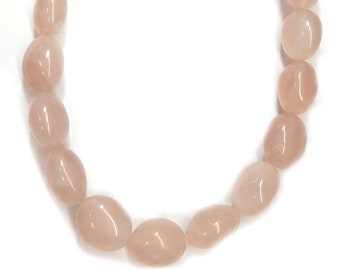 Rose Quartz Bean Shaped Beads 15x12x10mm, Drilled. 50 Pieces