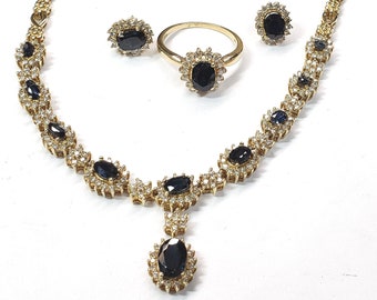 Diamond & Gemstone Necklace Set.3cts. Diamonds, 9cts Gemstone in 14kt Gold