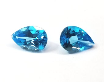 Blue Topaz Pear Shape Gemstones 10x7mm Matching Set 4.60cts