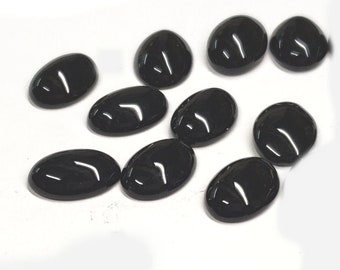 Black Onyx Cabochon Oval Stone Lot, Assorted Sizes 28 Pieces.