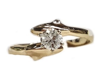 Dolphin Engagement Ring, 2 Dolphins with 25pt. Diamond in Center, 14kt Gold