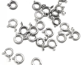 Spring Ring Clasps 5mm, 10 Pieces in Sterling Silver