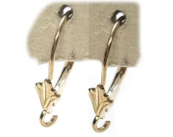 Leverback Earring Findings in 14kt. Yellow Gold with Flor-de-Luc Design on Front
