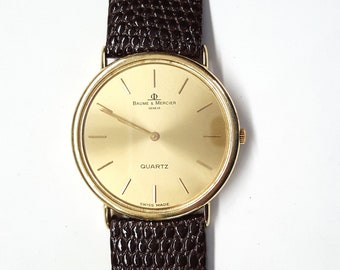 Baum & Mercier 14kt. Gold Watch with Leather Strap, Vintage