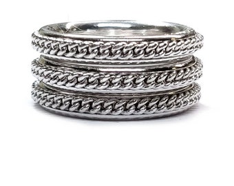 PIANAGONDA Ring Set, 3 Bands 4mm Each in Sterling Silver