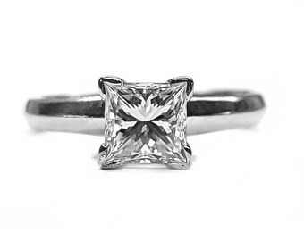 Princess Cut 1.01ct.D VS1 Diamond GIA certified, in 14kt. White  Gold Ring