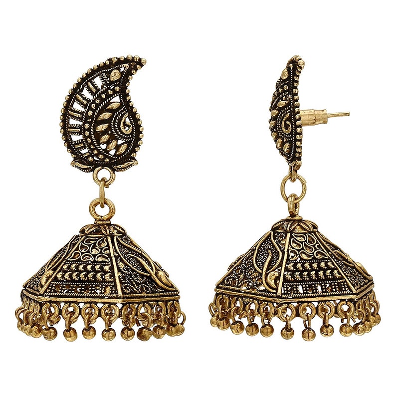 k Long golden antique Full necklace set with Earrings traditional Indian wedding plated jewellery set Necklace Set of 2