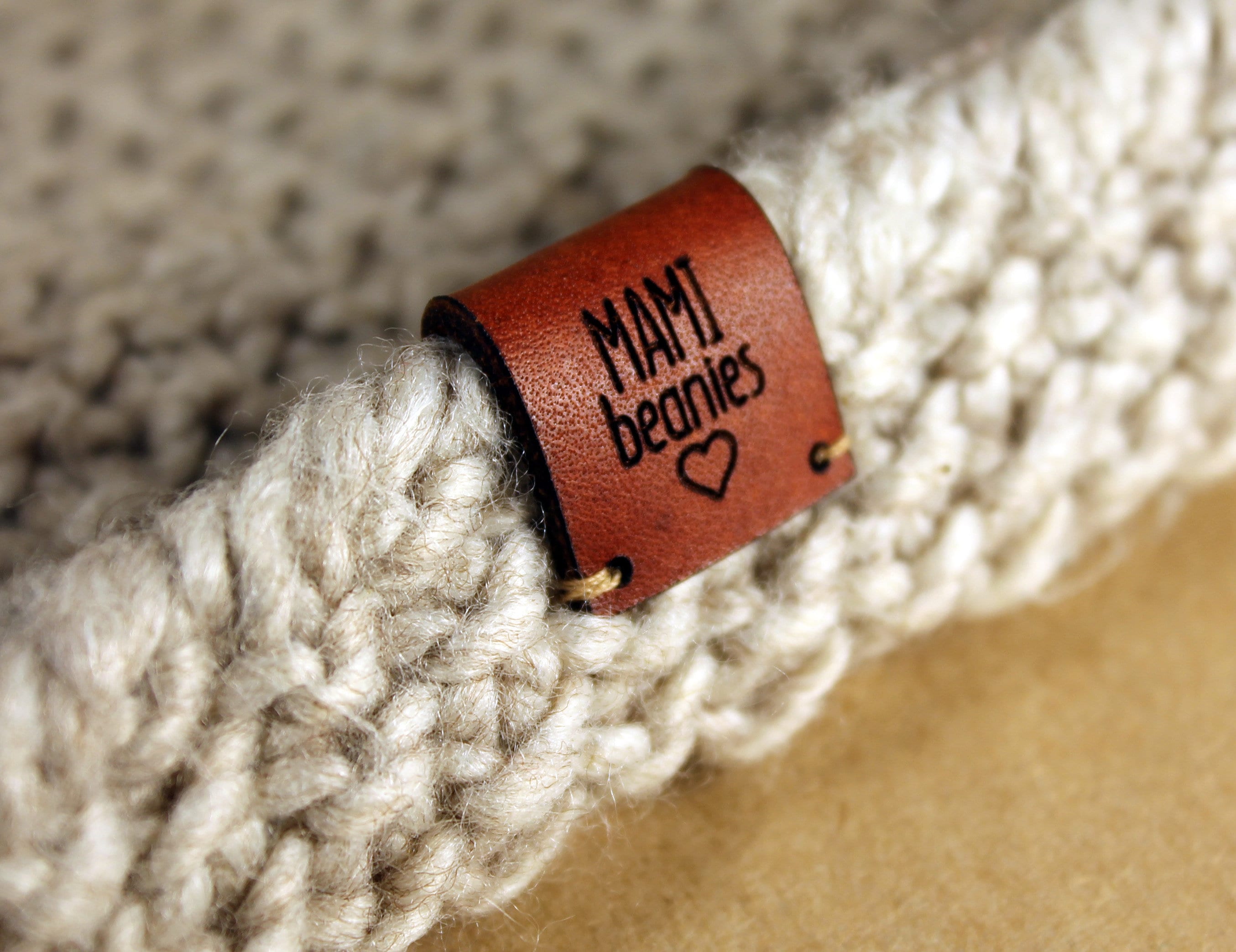 Product labels, center fold leather labels, crochet labels, folding l…