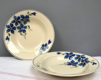 Pair of antique oval serving plates by Moulin des Loups France St Amand