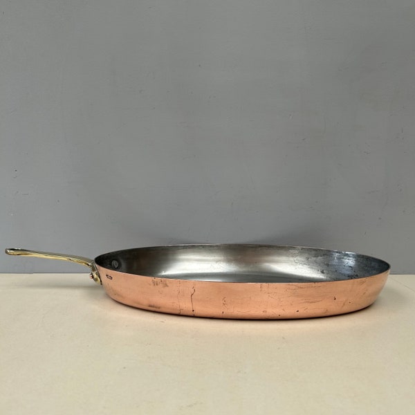 1.8kg Large 1.7mm GAILLARD PARIS French Copper oval skillet frying pan. Heavy and thick! Vintage French sauté Gorgeous Cookware