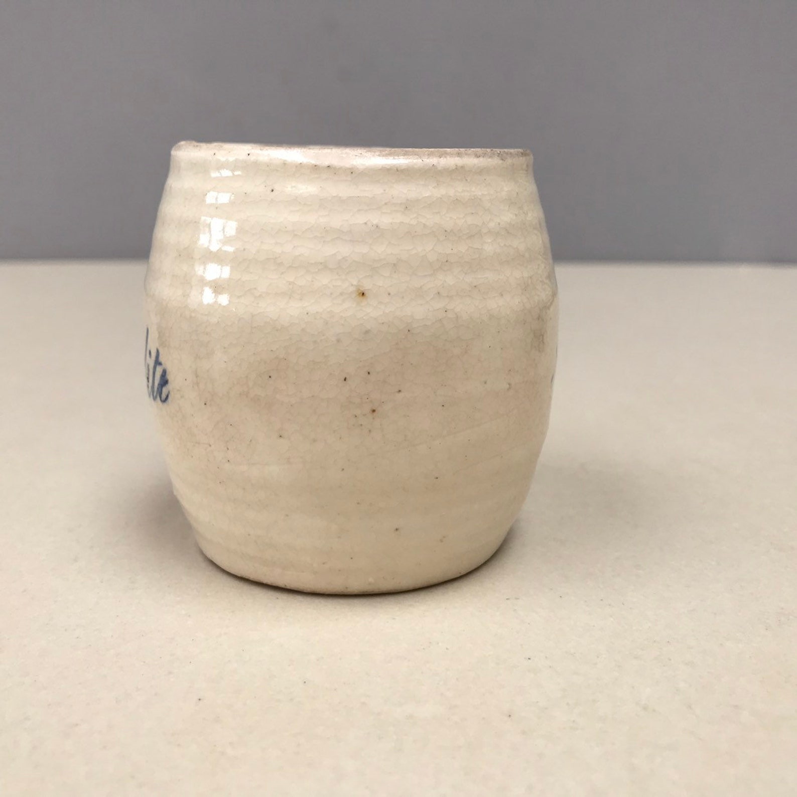 Antique French Geodite Stoneware Mustard Pot, Blue Lettering - Etsy