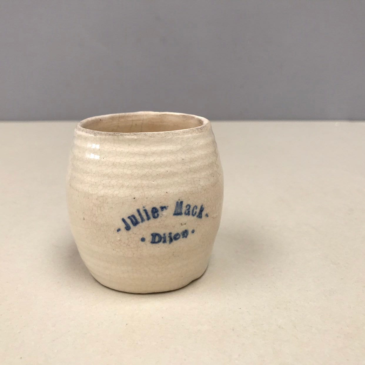Antique French Geodite Stoneware Mustard Pot, Blue Lettering - Etsy