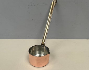 8 cm 1 mm Havard Villedieu poêle à flammes avec long manche Casserole en cuivre française avec revêtement en cuivre et étain avec poignée en laiton