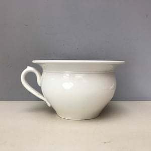 Exceptionally beautiful Antique Digoin Sarreguemines French Ironstone Chamber pot Jug. Antique Ivory Terre de Fer so elegant
