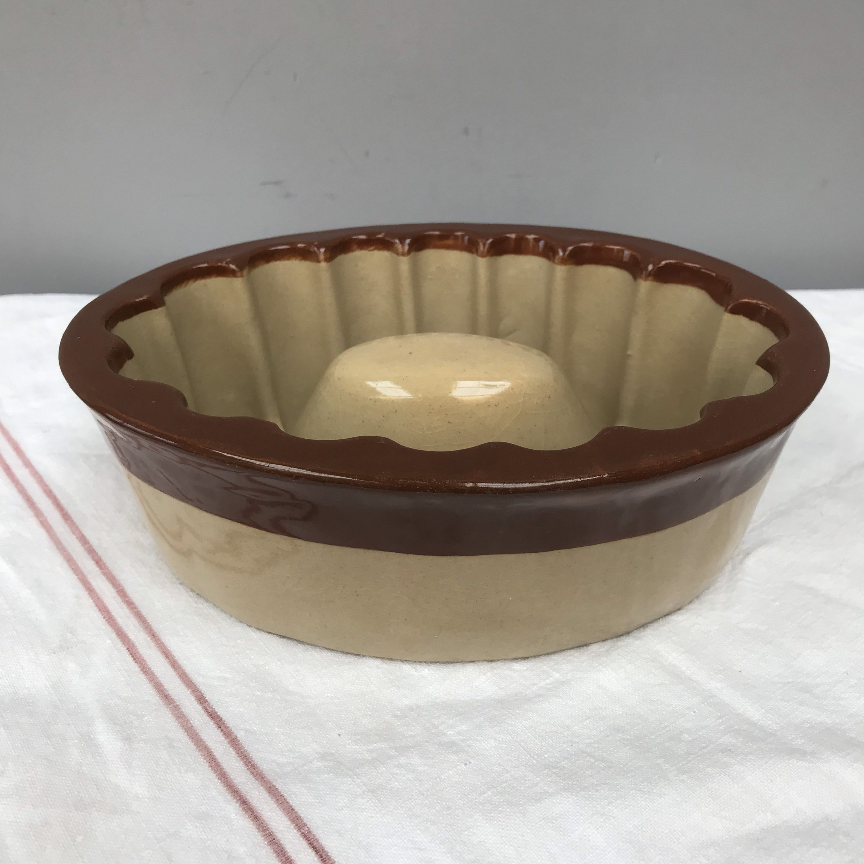 Vintage French pottery oval cake mold Earthenware glazed Etsy