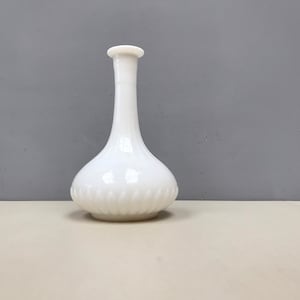 Rare Opaline White Glass Vase. Vintage French hand produced glassware.