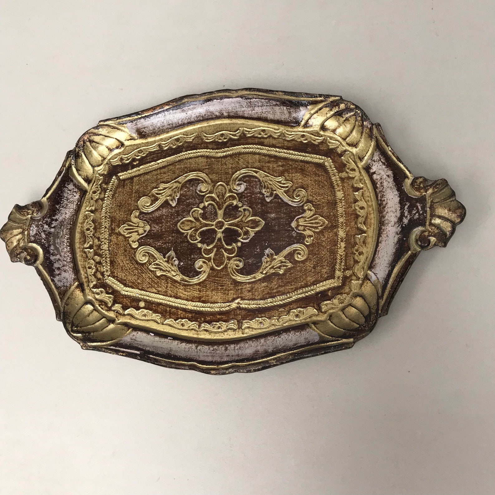 14 Vintage Italian Wooden Tray Ornate Classic Florentine Gold Etsy