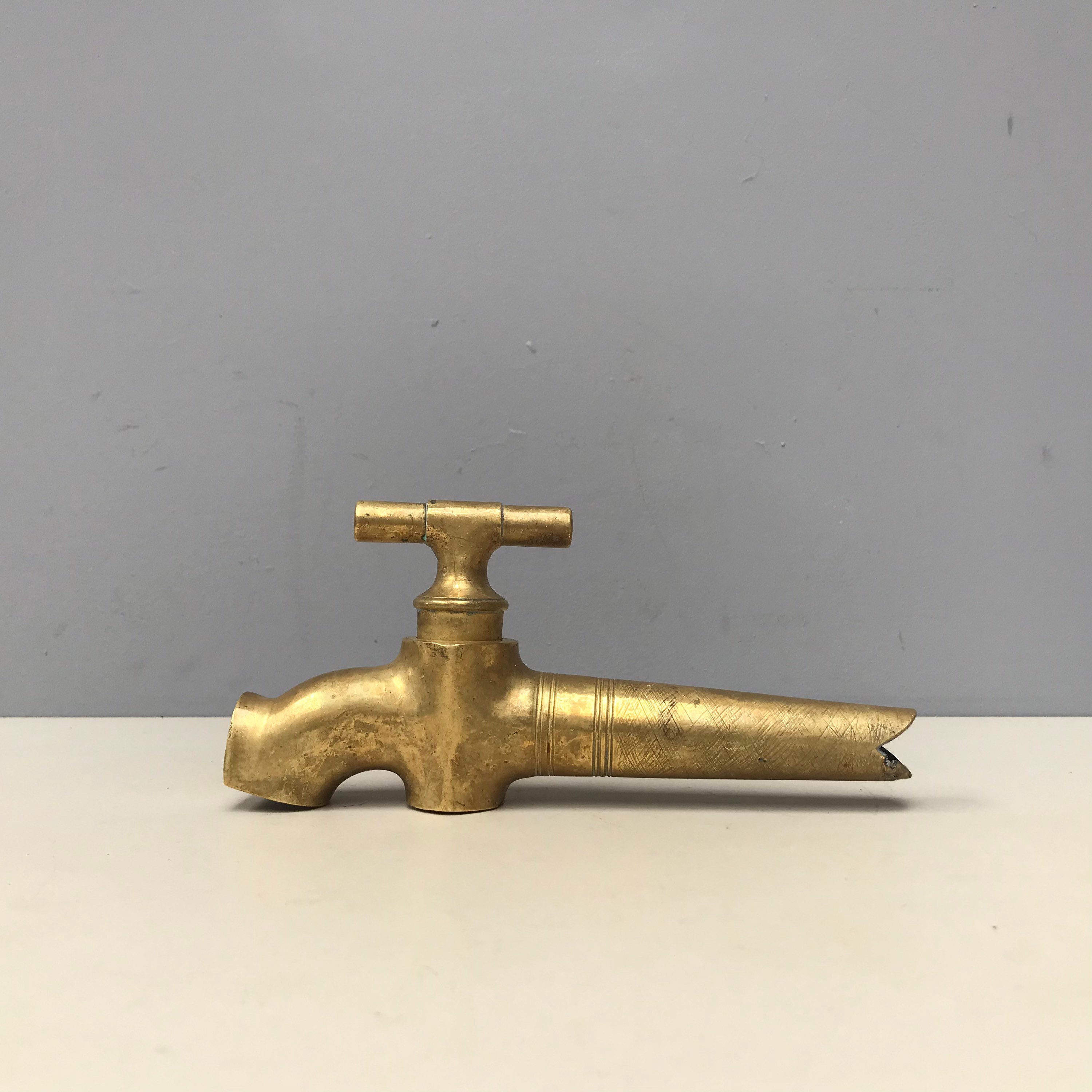 XL Antique French solid brass spigot wine cask barrel large Etsy