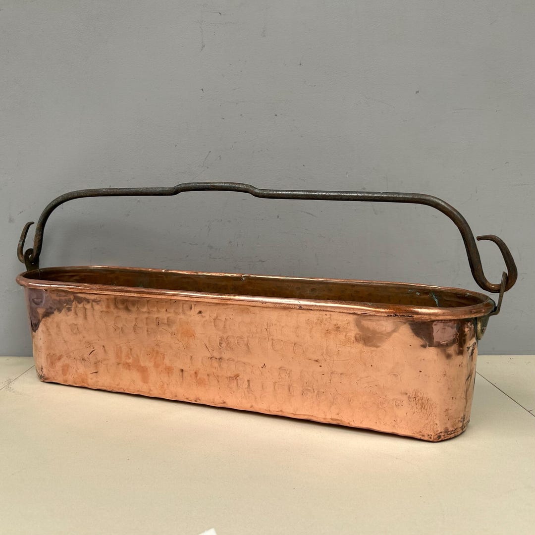 Grande Poissonnière Vintage émaillée Blanche - Faitout Pour Saumon - Déco Rétro