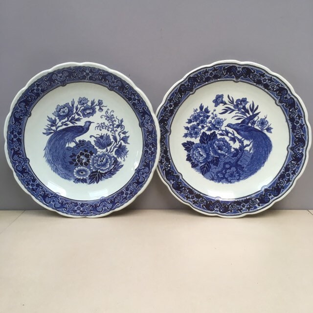 Paire de Plateau Vintage Petrus Regout Royal Sphinx Delft Chargers Blue & White Extra Large Plates