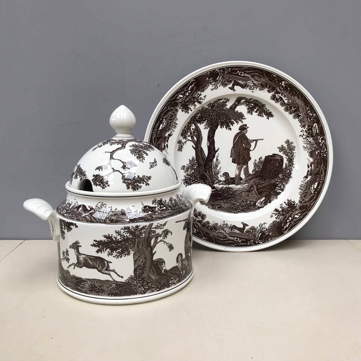 Rare Très Large Soupe à Couvercle ou Servir Tureen Bol et Plat Assiette Vintage Villeroy &boch Anjou