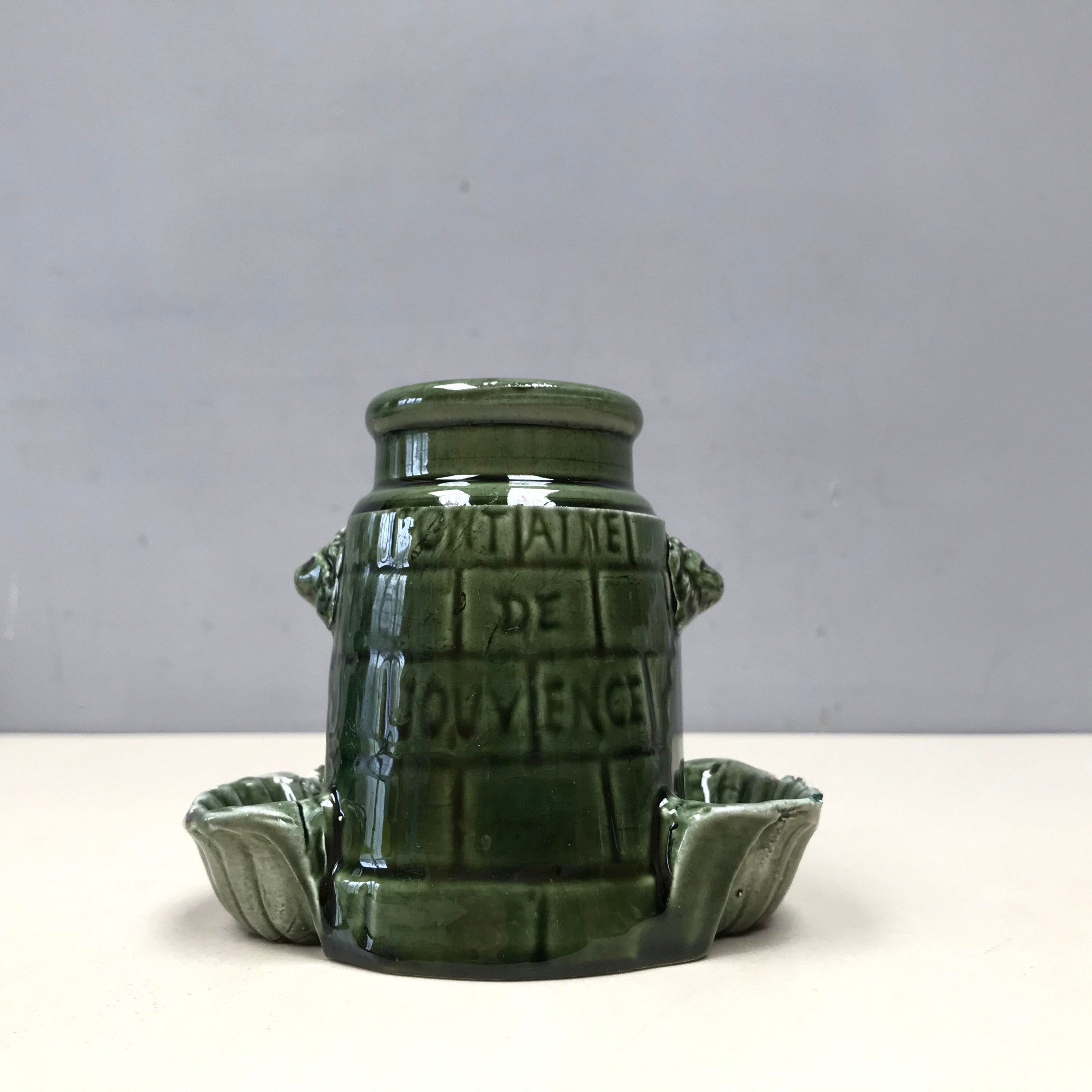 Millésime Rare Français Fontaine Dijon Moutarde Pot Vert Moutardier de Jouvence Dijon