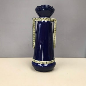 Vintage French rich blue vase Antique Ceramic Majolica De Bruyn Fives Lille Faience