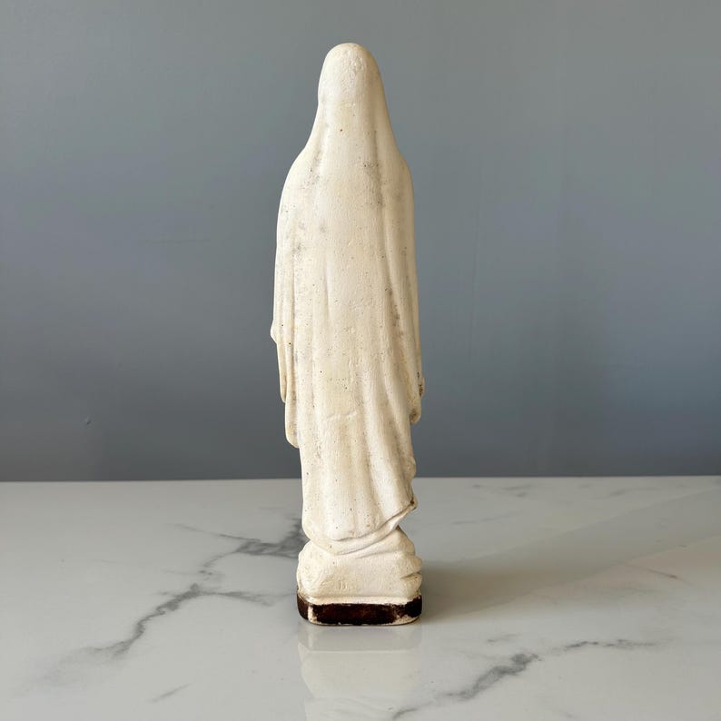 Antique French Chalkware Statue: Virgin Mary Our Lady of Lourdes (10 3/ ...