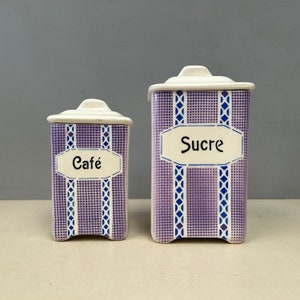 2er Set Ditmar Urbach Czechoslovakia Vintage Keramik Vorratsdosen Vorratsdosen Cafe Kaffee Zucker Zucker
