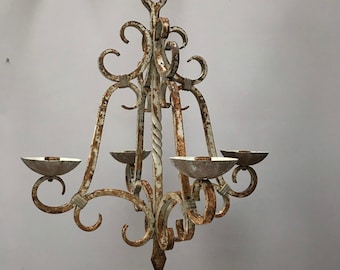 Magnificent Heavy wrought iron 4 arm Vintage French Chandelier Ceiling Light Fitting - Beautiful Timeless Design Chateau Chic shabby Antique
