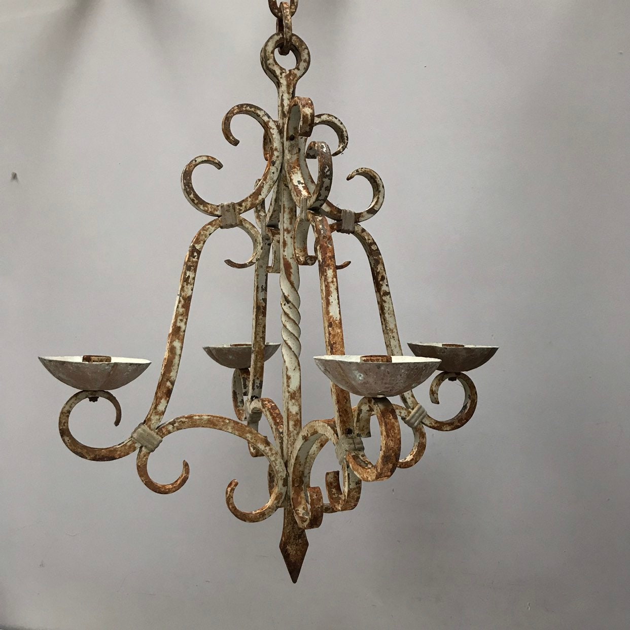 Fer Forgé Lourd 4 Bras Vintage Français Chandelier Ceiling Light Fitting - Beautiful Timeless Design