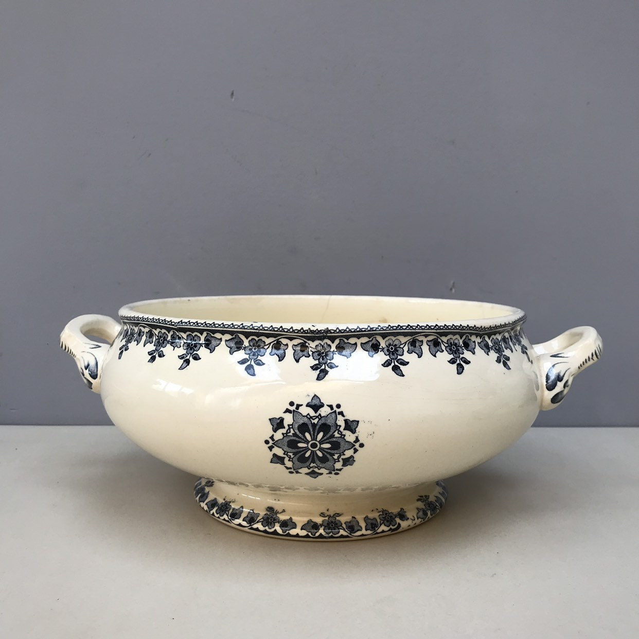 Antiquité Français Boulenger et Cie Gagny Tureen Soup Dish Jardiniere Planter. Antique Ironstone Ind