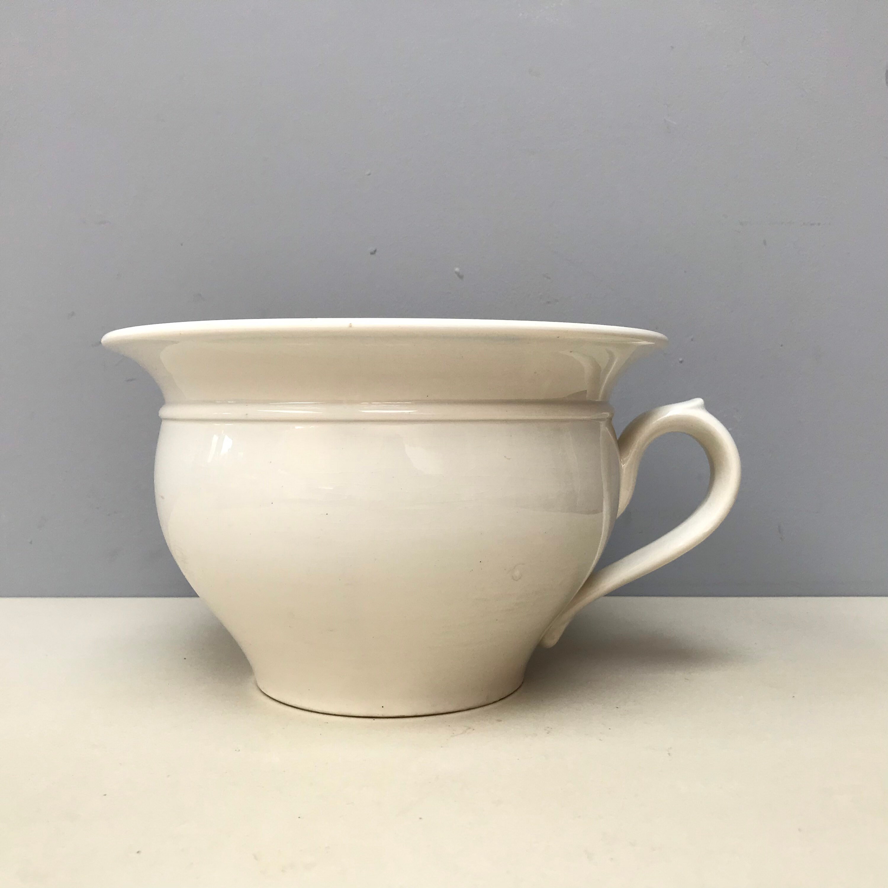 Exceptionnellement Belle Antique Digoin Sarreguemines Français Ironstone Chamber Pot Jug. Ivoire Ter