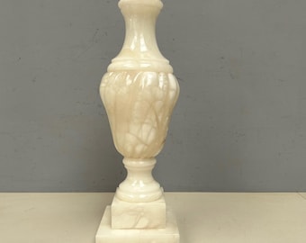 Elegante 12 ”Alabaster Lampensockel Creme und weiße Marmorierung Tischlampensockel - Schöner massiver Marmorstein