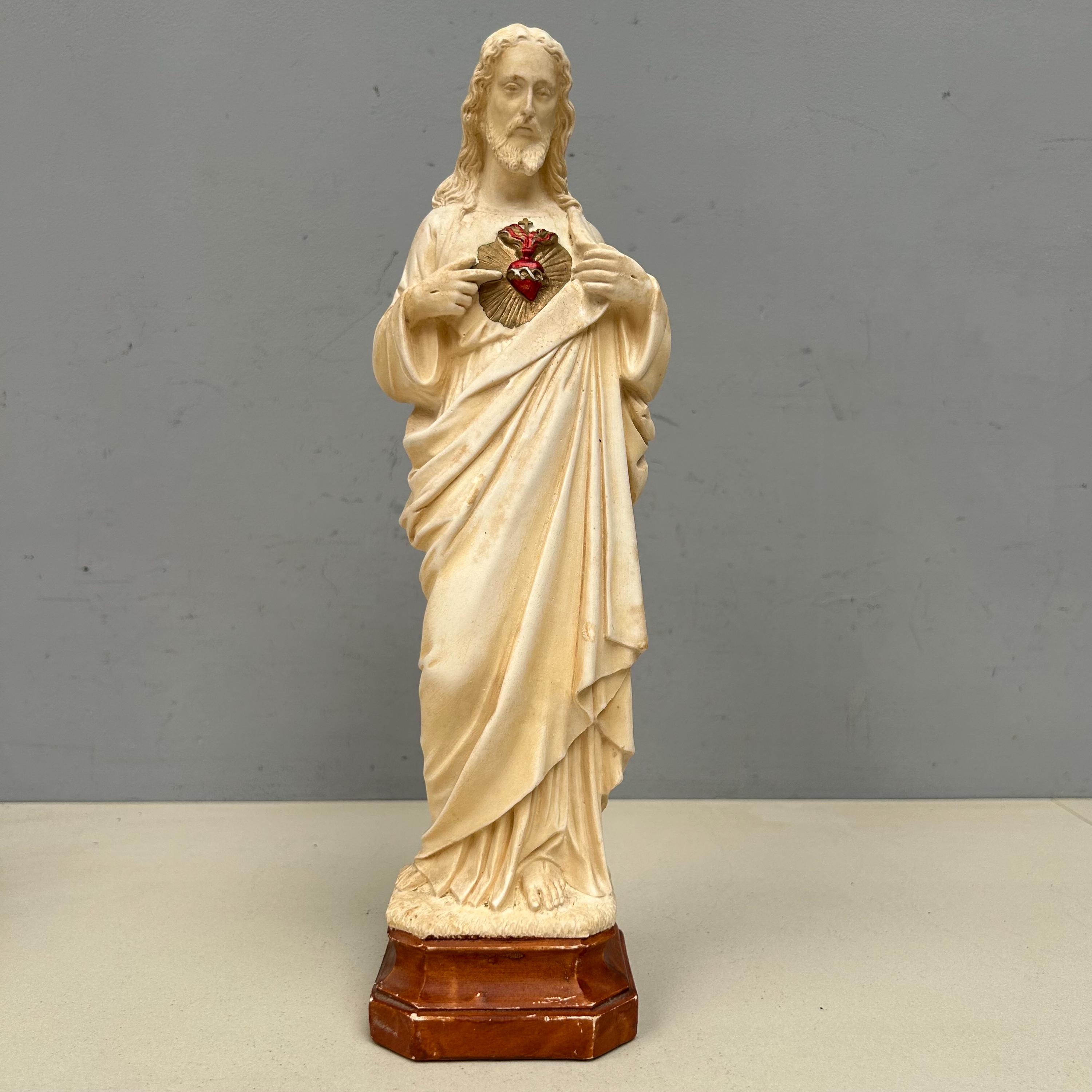Jesus(中古品) 13” Large Pieraccini Vintage French Chalkware Plaster Statue of