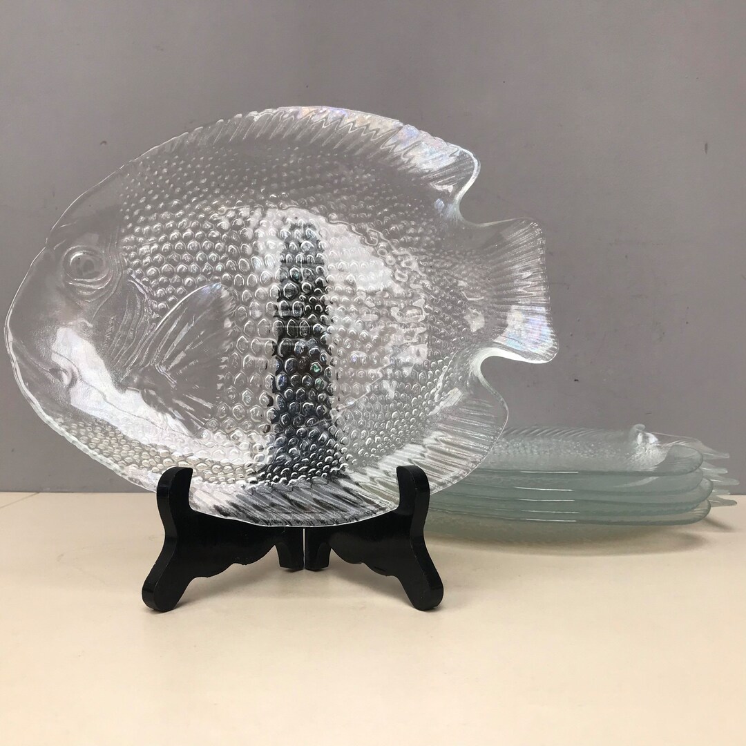 Set of 6 Vintage French Glass Fish Plates Bowls Dishes. Arcoroc Etsy