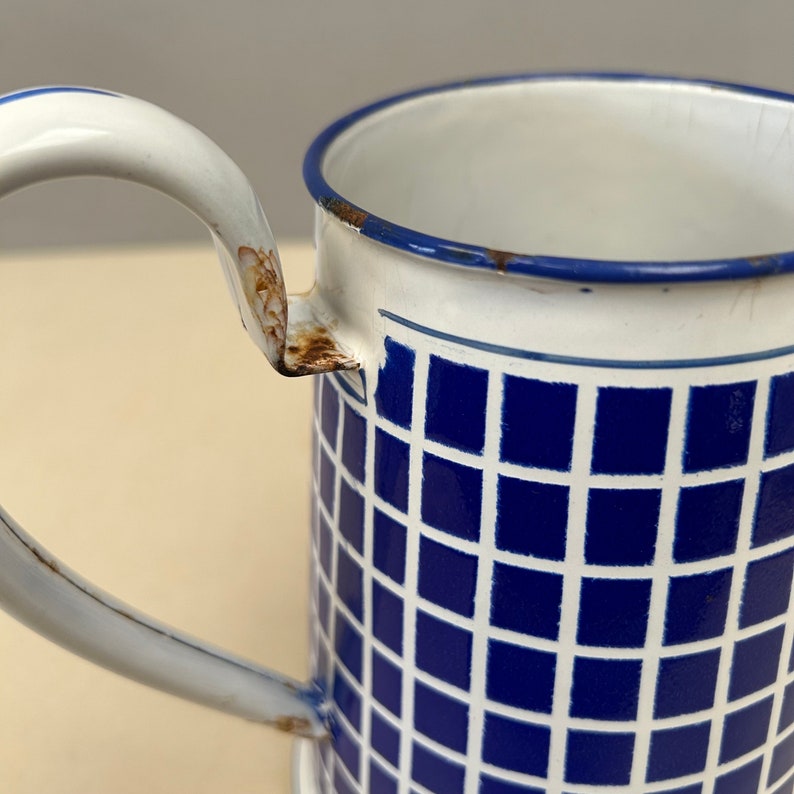Rare BB Freres Vintage Austrian/czech French Checked Blue White Enamel ...