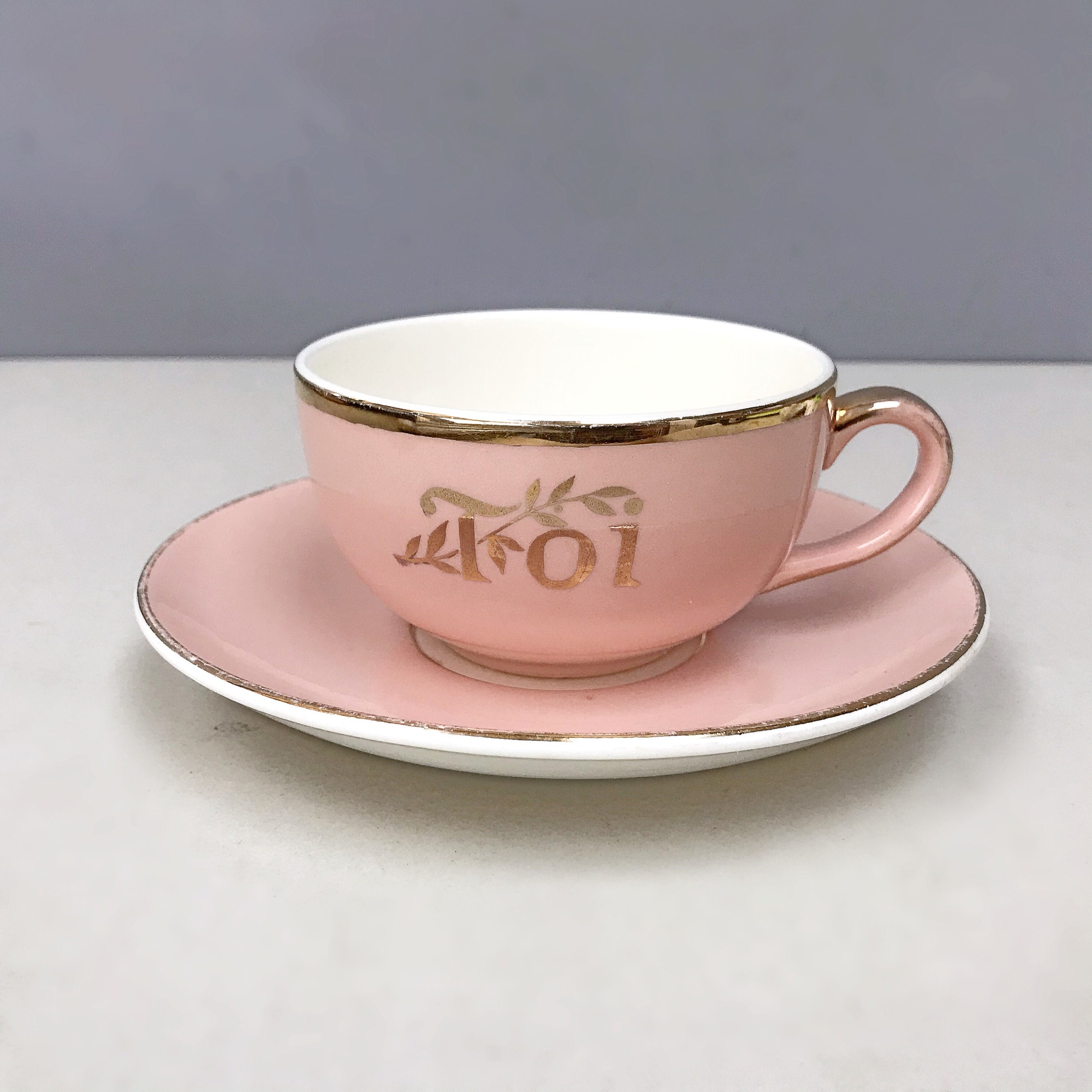 Vintage Villeroy Boch Toi Grande Tasse de Thé Rose et Soucoupe