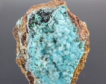 Quartz Drusey Coating Chrysocolla, Tenke Fungurume Mine, Kinshasa, DR Congo