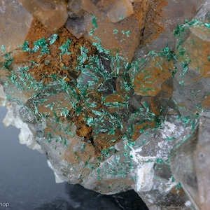 Acicular Malachite on Quartz, Tantara Mine, Congo