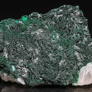 Calcite on Malachite, Tsumeb Mine, Namibia