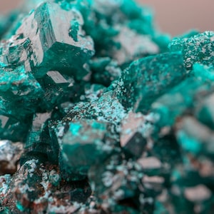Shattuckite on Dioptase Cluster, Tantara Mine, Kambove District DR Congo