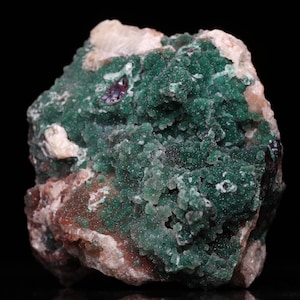 Smithsonite on Malachite on Cuprite, Tsumeb Mine, Namibia